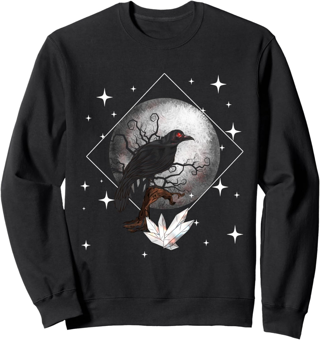 Rabe im Mondschein Witchcraft Krähe Okkult Hexerei Geschenk Sweatshirt