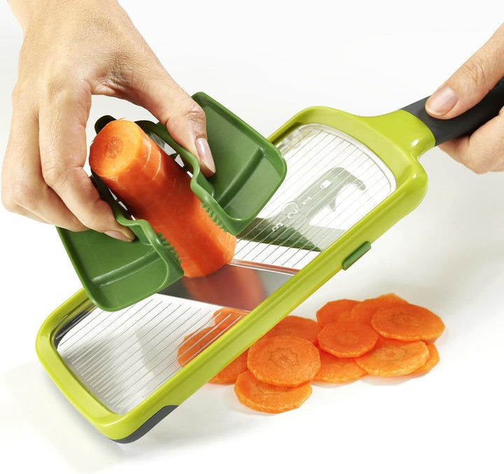 Joseph Joseph Multi-Grip Küchen Mandoline, Verstellbar Gemüseschneider und zwiebelschneider, 3-Schei