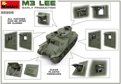 Mini Art 35206 1:35 M3 Lee Frühe Produkt. m. Interieur-originalgetreue Nachbildung, Modellbau, Plast