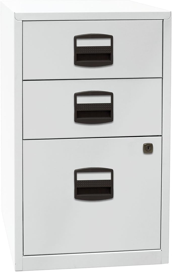 Bisley Home Beistellschrank PFA, 2 Universalschubladen, 1 HR-Schublade, Metall, 355 Silber, 40 x 41.