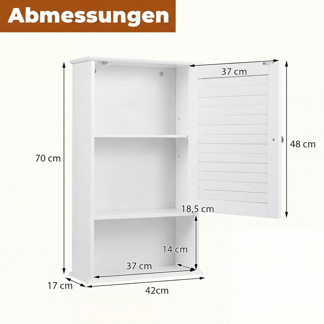 COSTWAY Hängeschrank, Badezimmerschrank hängend, Wandschrank Badschrank mit verstellbarem Einlegebod