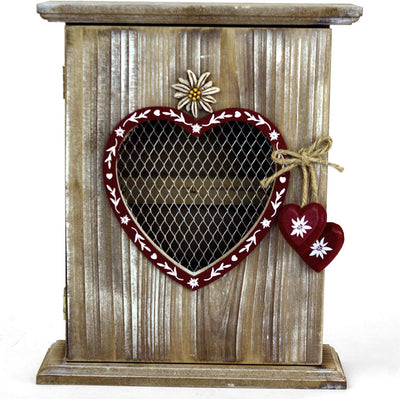 GeKi Trend Schlüsselkasten aus Holz Vintage Wohn-Deko Landhausstil mit Herz 22 cm L x 27 cm