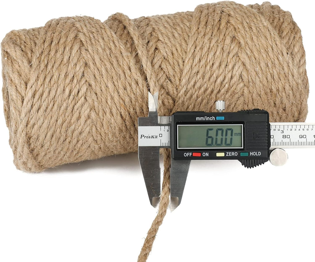 KINGLAKE 6mm Juteschnur,50m Hanfseil Jutegarn Naturkordel Jute Seil Dicke Schnur Bastelschnur Für Ve