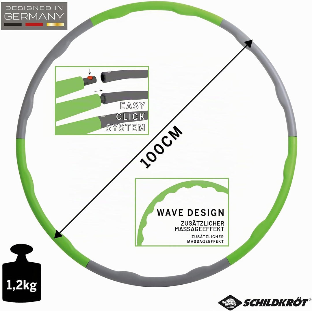 Schildkröt Fitness-Hoop, Hula-Hoop Reifen in 4-Farb Karton Hula-Hoop Ø100cm, Grün-Anthrazit, 960035