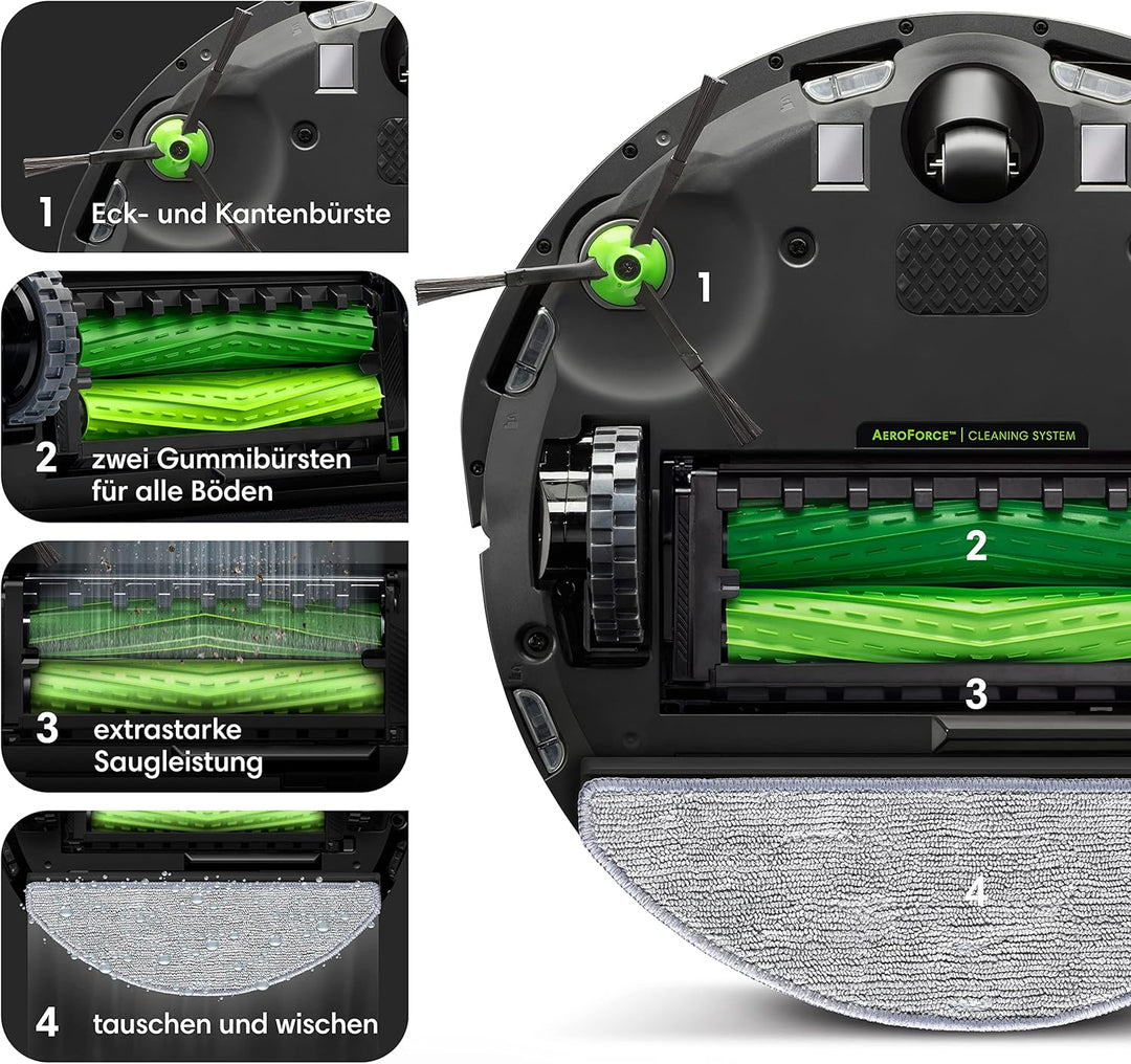 iRobot Roomba Combo i8+ (i8576) Saug-/ Wischroboter mit 2. Auffangbehälter mit Wischpad, Autom. Absa