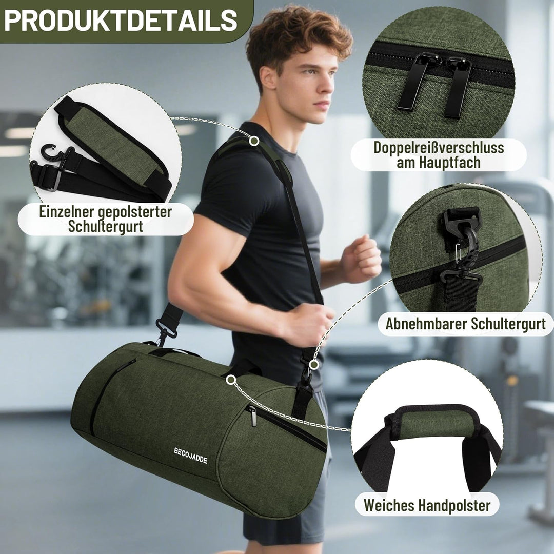 Sporttaschen für Damen und Herren, 25L Reisetasche Duffel Bag Übernachtungstasche mit Schuhfach & Na