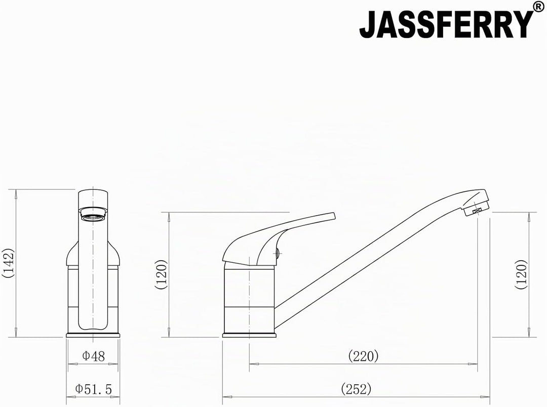 JASSFERRY Wasserhahn Küche Küchenarmaturen Einhand-Spültischbatterie mit 360° schwenkbarem Auslauf,