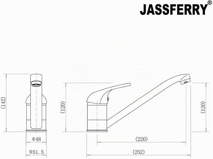 JASSFERRY Wasserhahn Küche Küchenarmaturen Einhand-Spültischbatterie mit 360° schwenkbarem Auslauf,