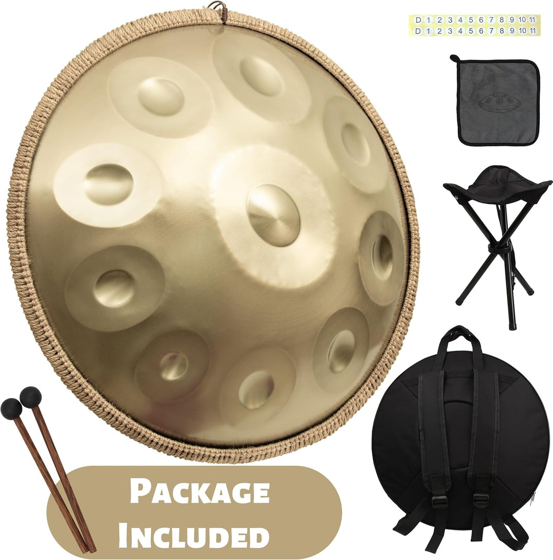 ANTETOK Harmonic Handpan Drum in d-Dur 10 Töne 22 Zoll Stahl mit weicher Handpan Tasche，Harmonische