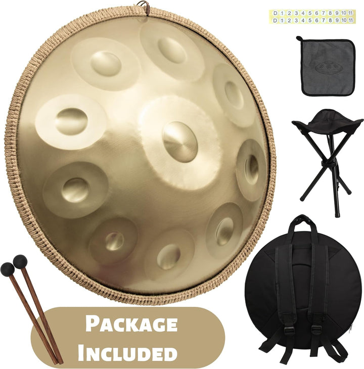 ANTETOK Harmonic Handpan Drum in d-Dur 10 Töne 22 Zoll Stahl mit weicher Handpan Tasche，Harmonische