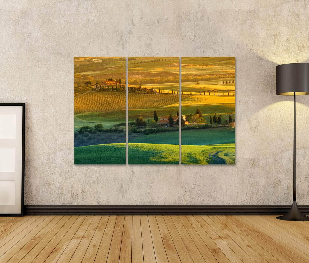 islandburner Bild auf Leinwand Toskana Italien Bilder Wandbilder Poster Leinwand 130x80cm - 3 Teile,