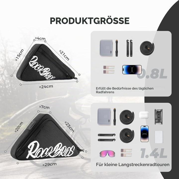 ROCKBROS Rahmentasche Fahrrad Dreieckstasche für MTB Rennräder Ebike Triangle Bag Fahrradtasche Rahm
