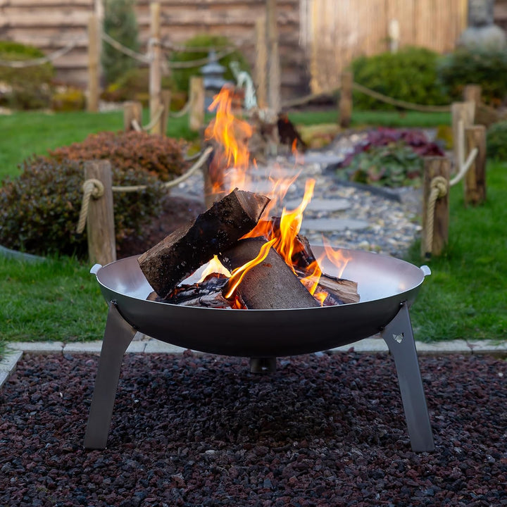 FENNEK Feuerschale 3 Pod | Grosse Feuerstelle aus 2,0 mm temperaturbeständigem Edelstahl | Ø 65 cm |