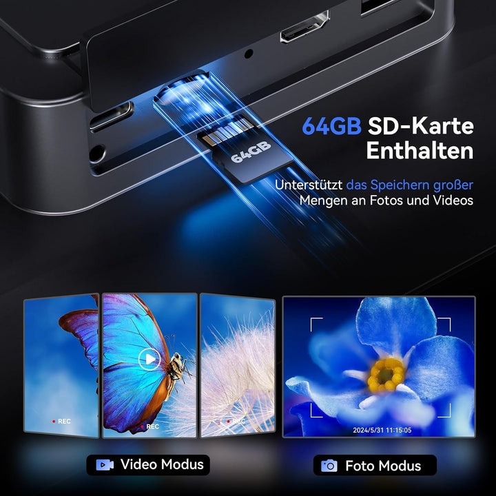 TOMLOV TriL110 3 Objektiv 2K HDMI Digitales Mikroskop, 10,1" Münzmikroskop für gesamte Münzen mit IP