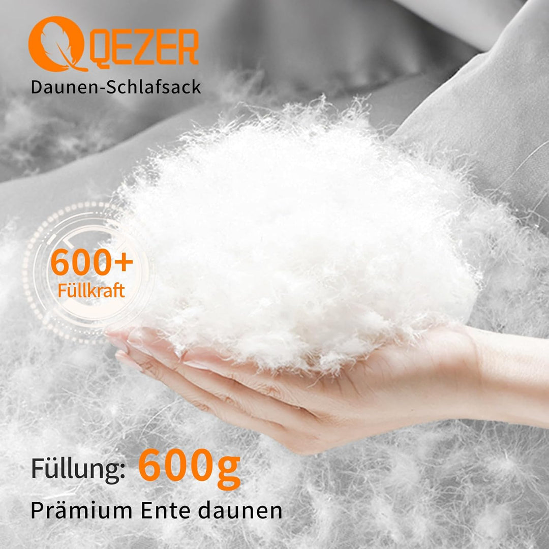 Daunenschlafsack,schlafsack kleines packmass , 600FP+ Premium-Daunen, 12°C bis -24°C, leicht und war