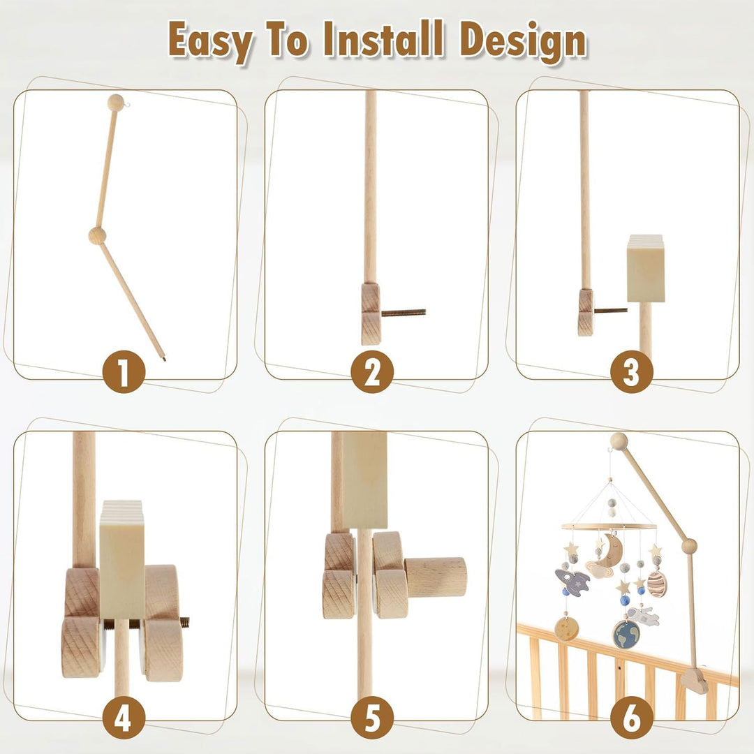 Mobile Halterung Holz,Baby Mobile Halterung für Babybett,Verstellbarer Mobile Halterung Wickeltisch