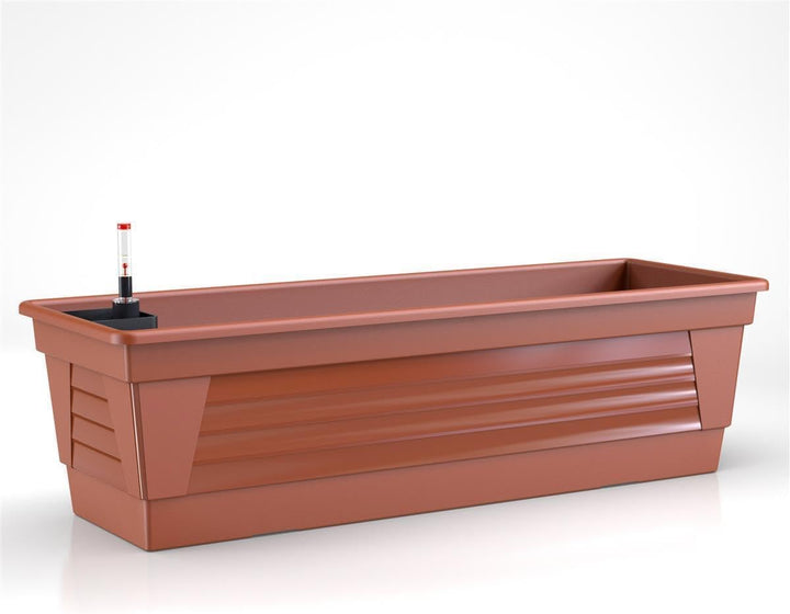 Blumenkasten Milano 3er Set 80 cm lang Farbe Terrakotta mit Wasserspeicher und Wasserstandsanzeige P