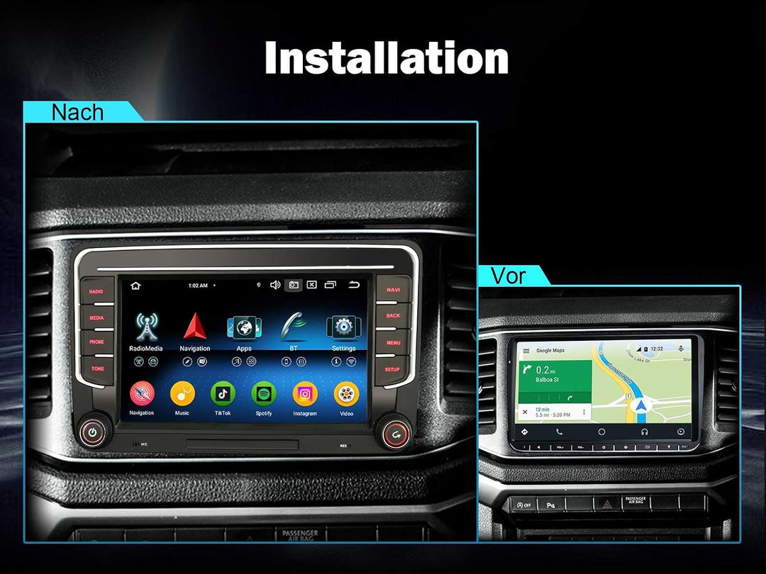 Erisin Acht Kern 4GB+64GB Android 14 Autoradio Bluetooth Für VW Caddy Amarok Crafter T6 Polo Skoda Y