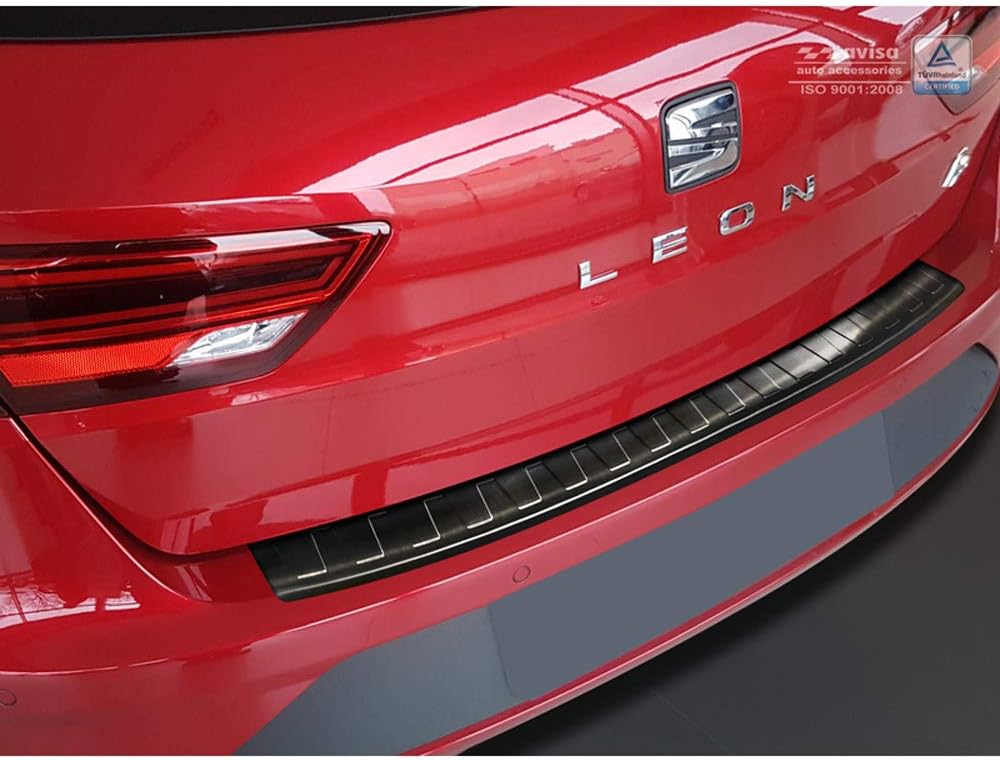 Avisa Schwarz Edelstahl Heckstossstangenschutz kompatibel mit Seat Leon (5F) ST 2013-2017 & 2017- 'R