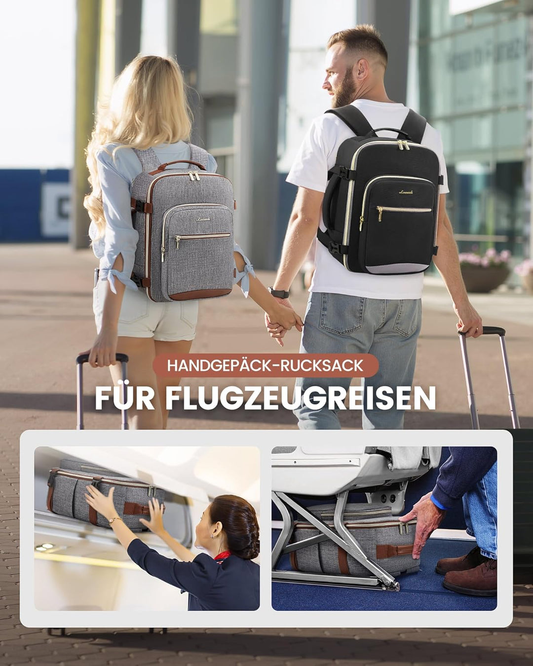 LOVEVOOK für Ryanair Handgepäck 40x30x20 Rucksack, Kleiner Handgepäcktasche Reiserucksack Flugzeug,