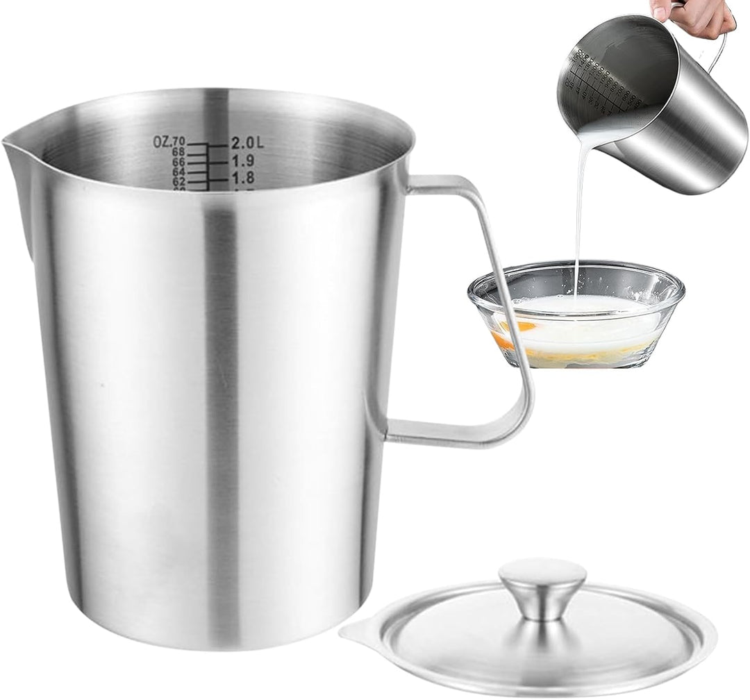 Milchschäumer Kännchen, Kaffee Milchschäumer Behälter, 2L Edelstahl Messbecher Für Schaumgetränke La