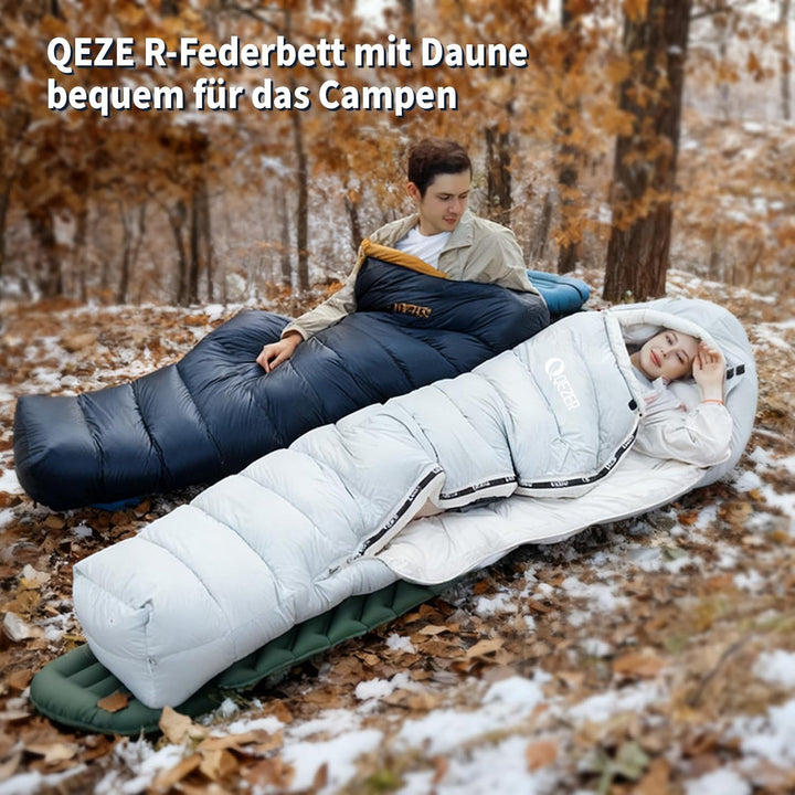 Daunenschlafsack, Winterschlafsack mit antistatischem Graphenfutter, 620FP Bauschkraft, 1450 Gramm,
