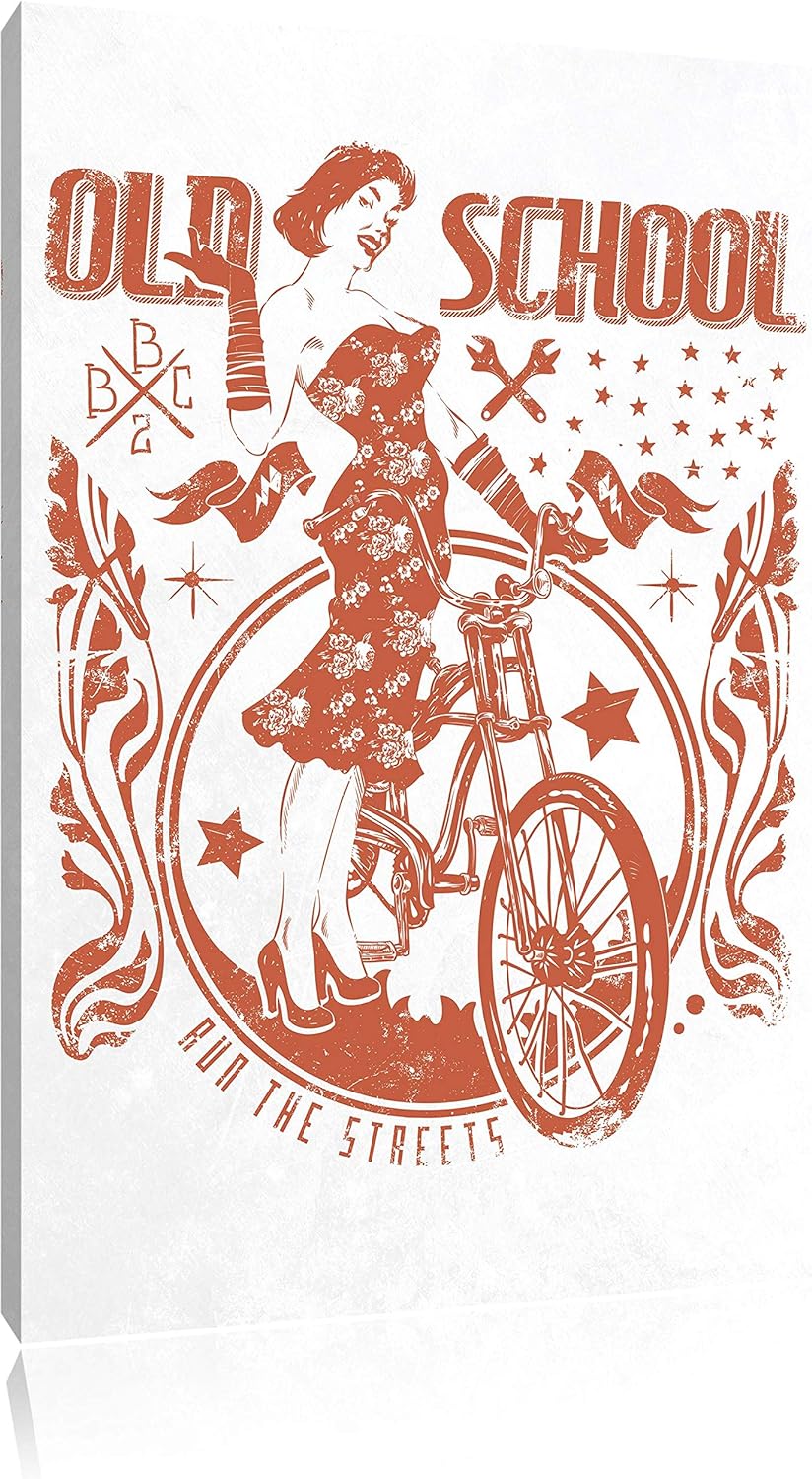 Pixxprint Old School White Bild auf Leinwand, XXL riesige Bilder fertig gerahmt mit Keilrahmen, Kuns