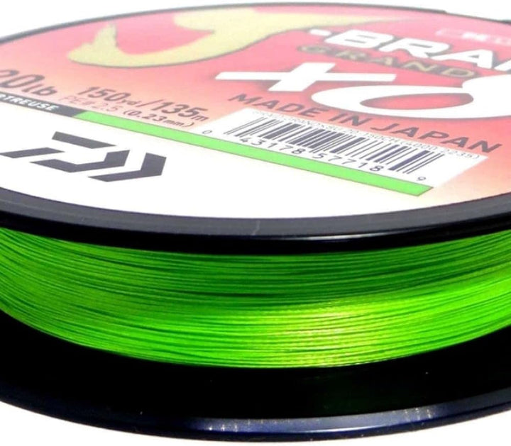 Daiwa J-Braid Grand x8E, 135m Chartreuse, Geflochtene Angelschnur 135m/0.24mm, 135m/0.24mm