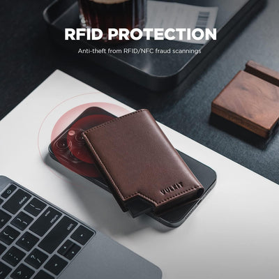 VULKIT Kreditkartenetui RFID Blockierendes Pop Up Kartenetui aus Leder für Männer und Frauen, mit Ge