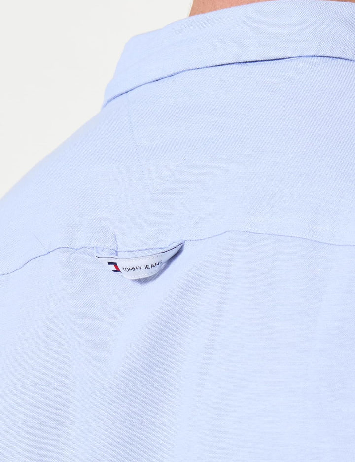 Tommy Jeans Herren Hemd TJM Slim Langarm XXS Blau (Moderate Blue), XXS Blau (Moderate Blue)