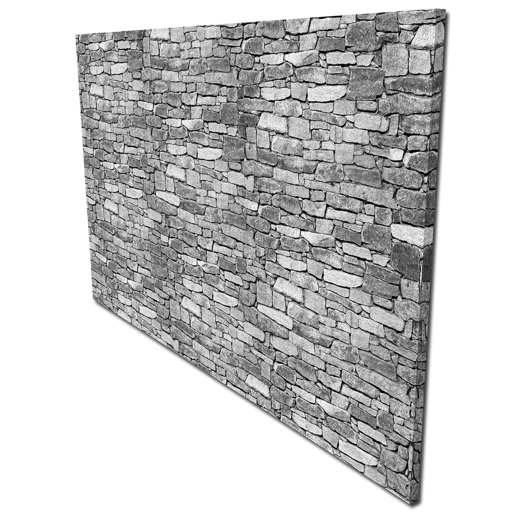 wandmotiv24 Garderobe Natursteinmauer Grau Querformat - 69x40 (BxH) - Leinwand Wandgarderobe, inklus