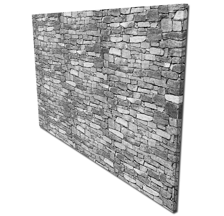 wandmotiv24 Garderobe Natursteinmauer Grau Querformat - 69x40 (BxH) - Leinwand Wandgarderobe, inklus