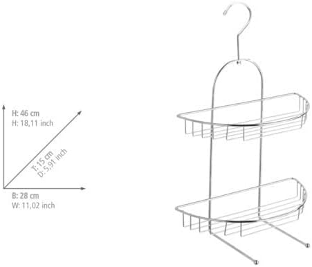 WENKO Exklusiv Duschcaddy Kuopio mit 2 Körben - halbrundes Duschregal, 2 Ablagen, 2 Haken, Stahl, 28