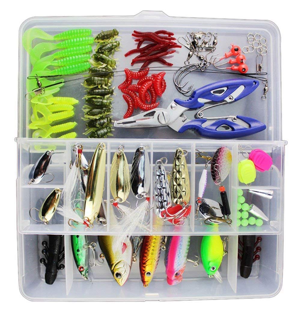 Vicloon 120 PCS Angeln Köder gemischt einschliesslich Spinner, VIB, Höhenhaken, Einzelhaken, Drehgel