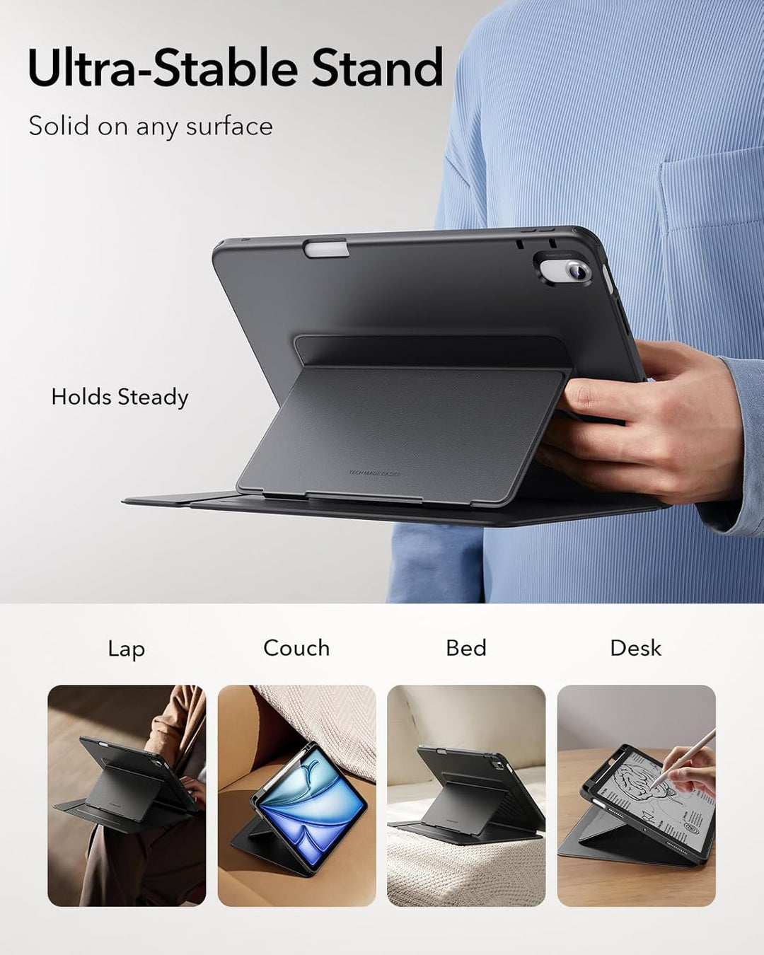 ESR Hülle für iPad Air 11 Zoll (2025/2024), iPad Air 7./5./4. Generation (2022/2020), Vertikale Stan