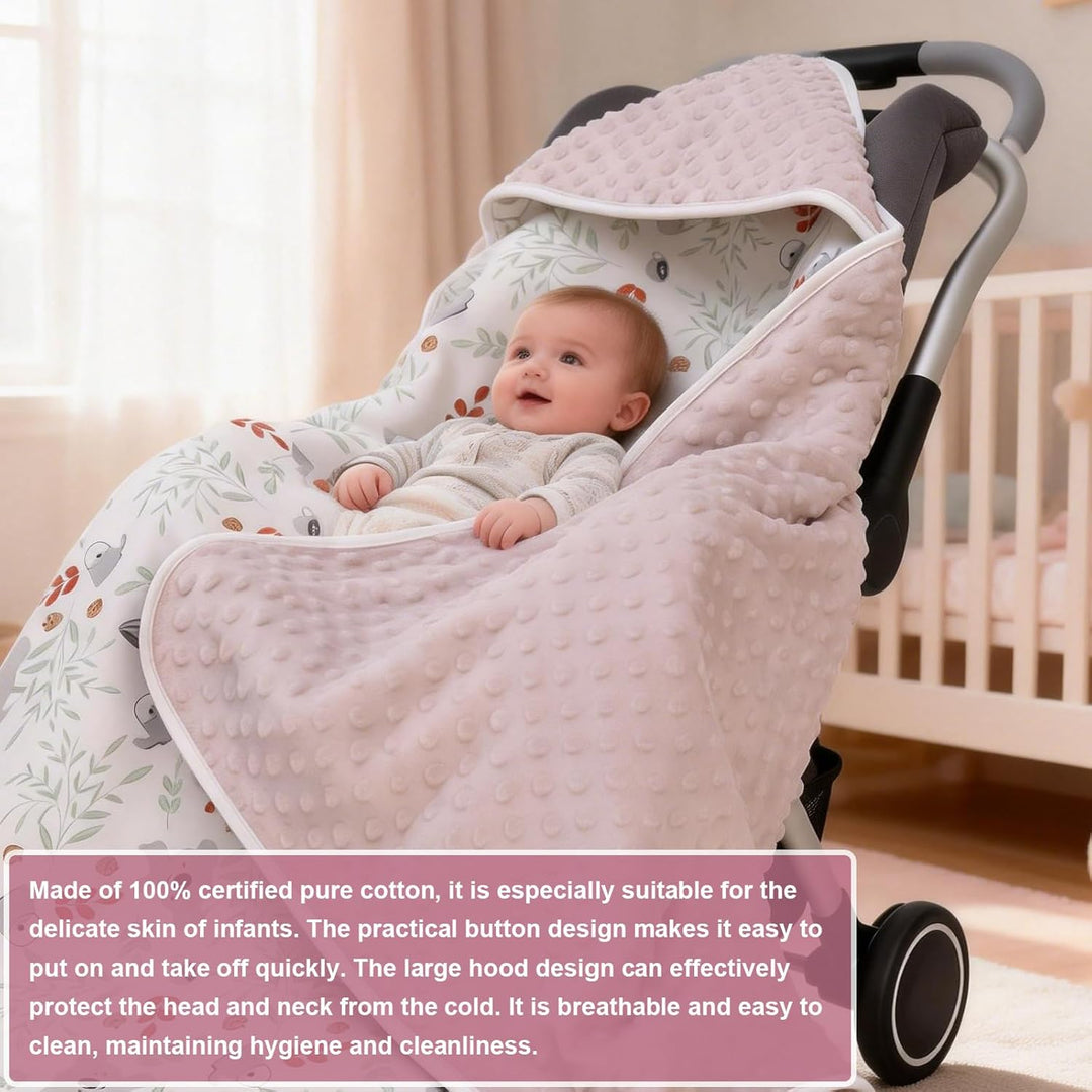 GOEDCH Universal Einschlagdecke Babyschale mit Kapuze 90 x 90 cm: 100% Baumwolle Einschlagdecke für