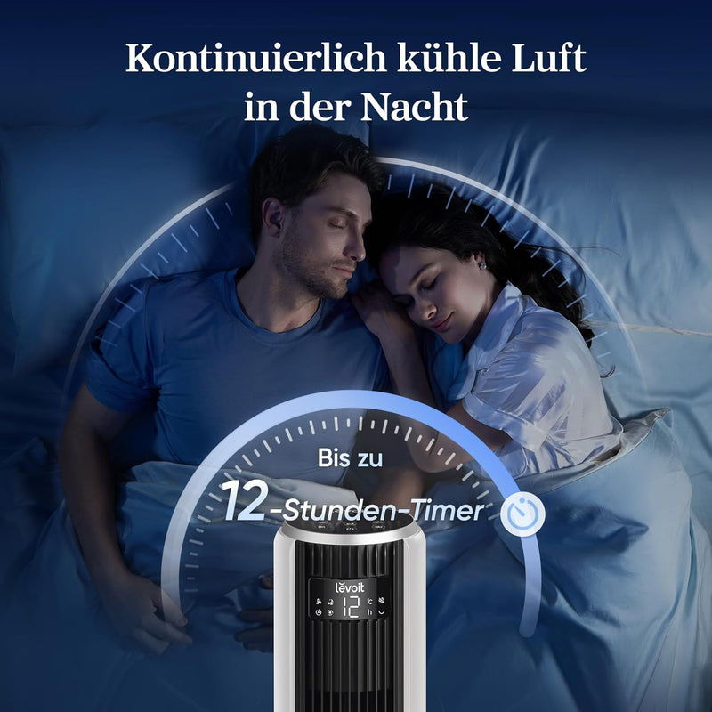 Levoit 20 dB sehr leiser Turmventilator mit Fernbedienung, 7,9 m/s Ventilator mit Kühlung, 90° oszil