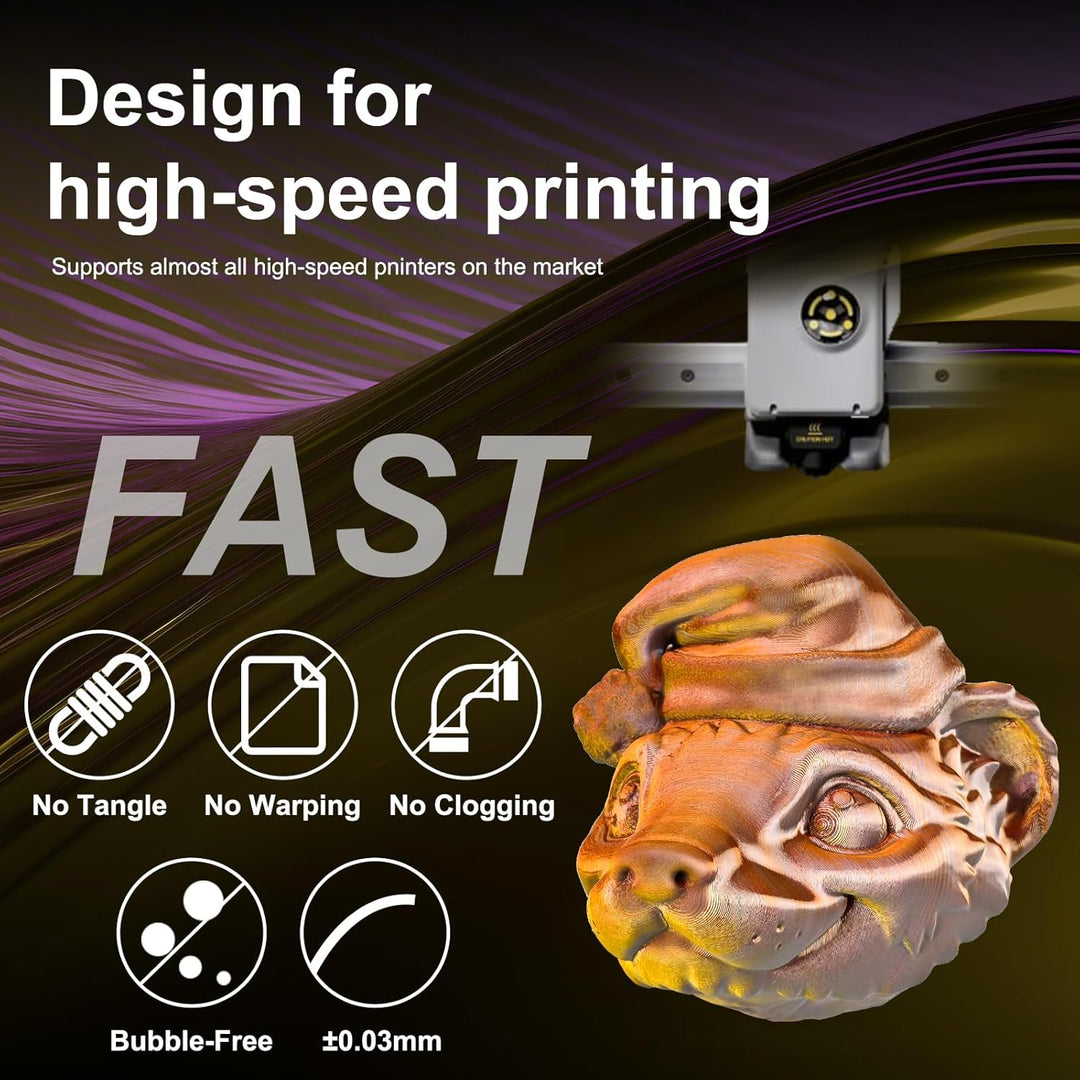ERYONE Dreifarbiges Seiden PLA Filament 1.75mm,Seidiges Mehrfarbiges PLA-Filament für 3D-Drucker +/-