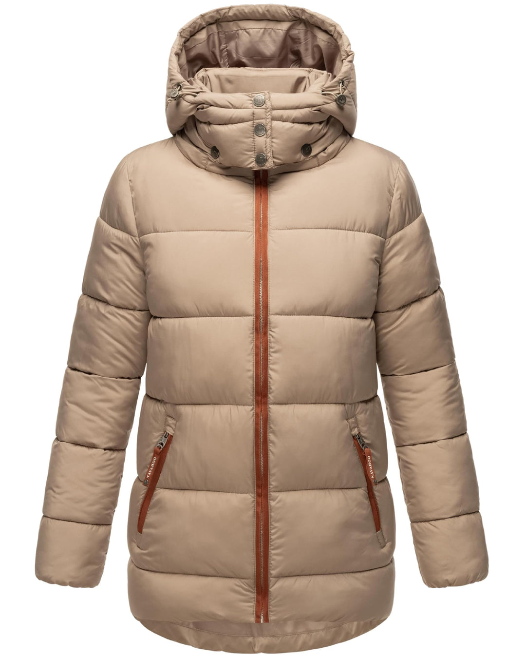 Navahoo Damen Kurze Winterjacke Steppjacke warm mit Abnehmbarer Kapuze aus recycelten Materialien Wa