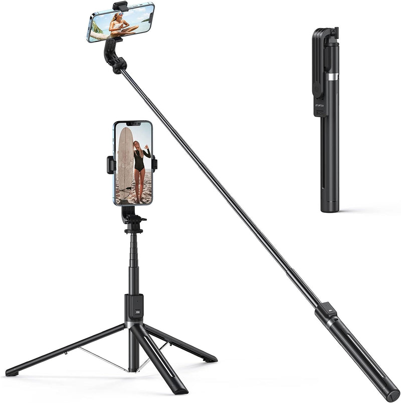 ATUMTEK 150 cm Selfie-Stick, Selfie-Stick mit Abnehmbarer Bluetooth-Fernbedienung, ausziehbarer Self