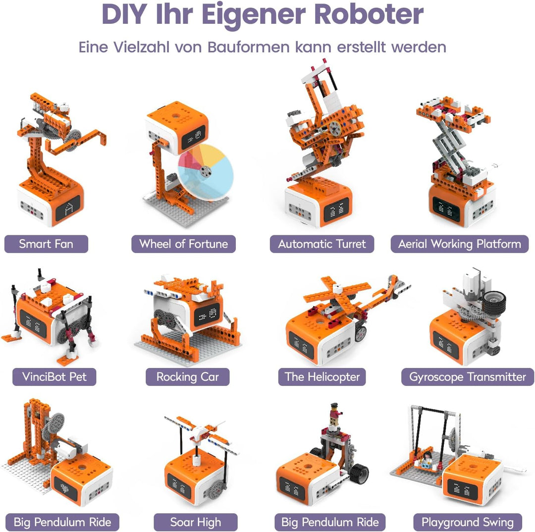 MatataStudio Creator Kit für VinciBot Kinder Programmierbarer Roboter mit 434 Bausteinen, Über 20 Ba