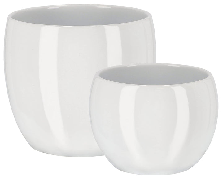 KOTARBAU® 2er Set Keramik-Blumentopf Übertopf für Blumen Pflanzen ⌀ 10 cm ⌀ 13 cm Weiss ⌀ 10 Cm + ⌀