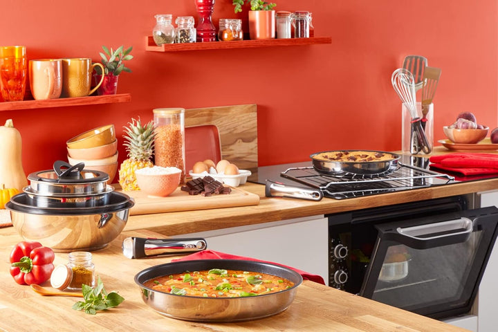 TEFAL Ingenio L9739302 Kochtopf-Set, 3-teilig, 16/20 cm + abnehmbarer Griff, stapelbar, Edelstahl, I