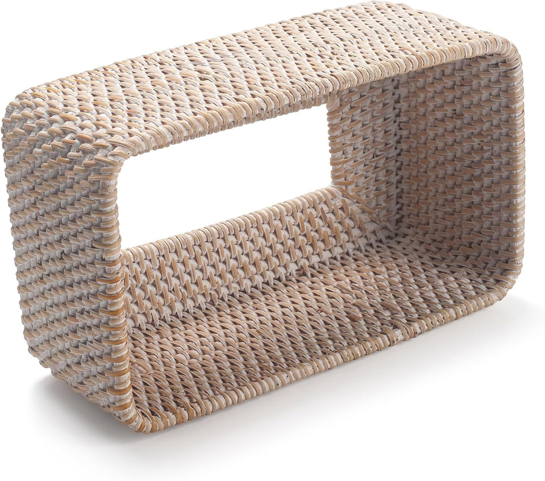 Kosmetiktücherbox aus Rattan, Geflochtener Tücherbox Halter Rechteckig, Gewebter Gesichtstuchhalter,