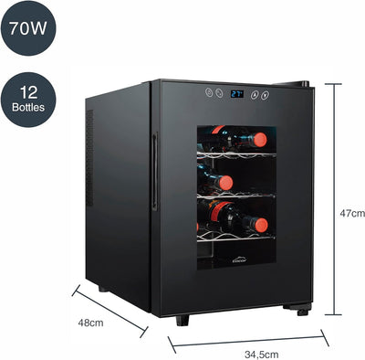 Lacor - 69671 - Weinkeller 12 Flaschen, Weinkühlschrank, Thermoelektrischer Kühlschrank, Temperaturv