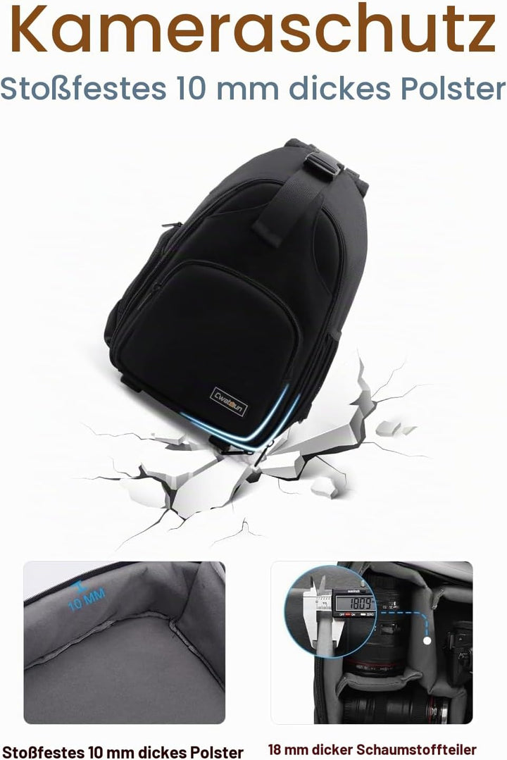 Cwatcun Kameratasche, Kamera-Umhängetasche, SLR-Kameratasche mit USB-Ladeanschluss Kompatibe, wasser