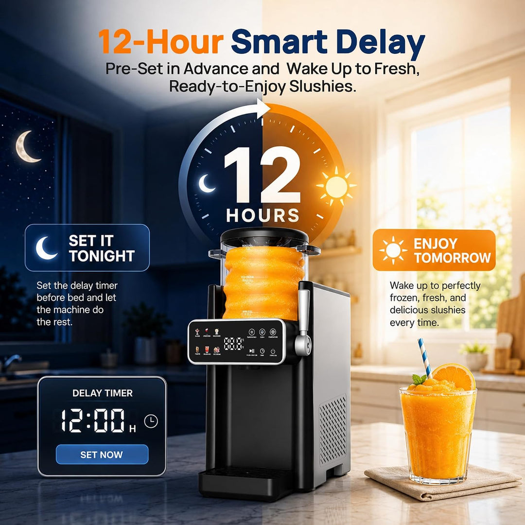 Slush Maschine, Slushie maschine mit 12-Stunden-Vorwahltimer für Heimgebrauch Slush, Frappé, Milchsh