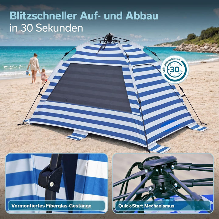 Skandika Strandmuschel Skugga Quick-Start | Strandzelt, UV-Schutz 80+, rundum verschliessbar, Windsc