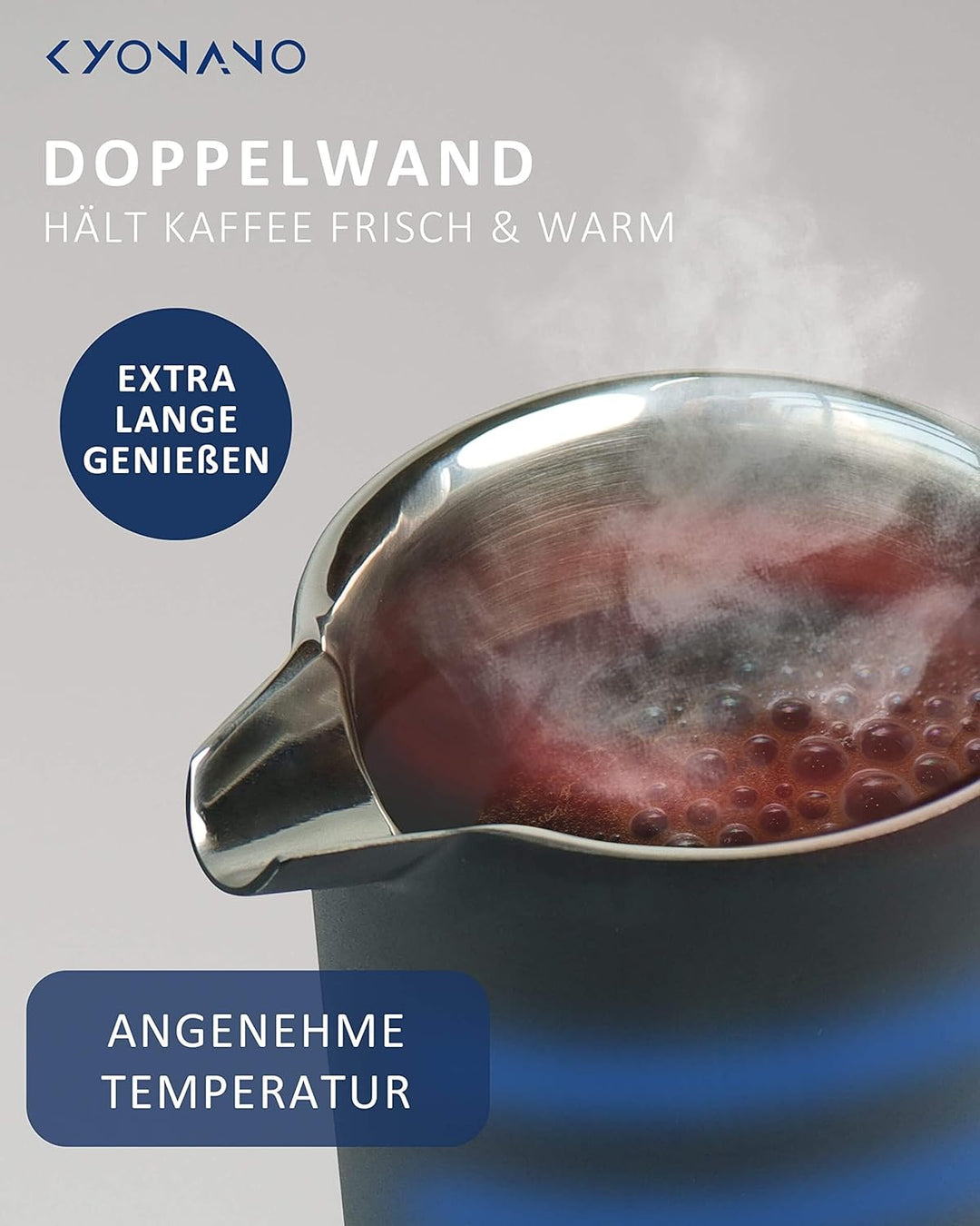KYONANO French Press 0,6 Liter | Thermo Kaffeebereiter aus Edelstahl, Kaffee Camping für 2-3 Tassen,