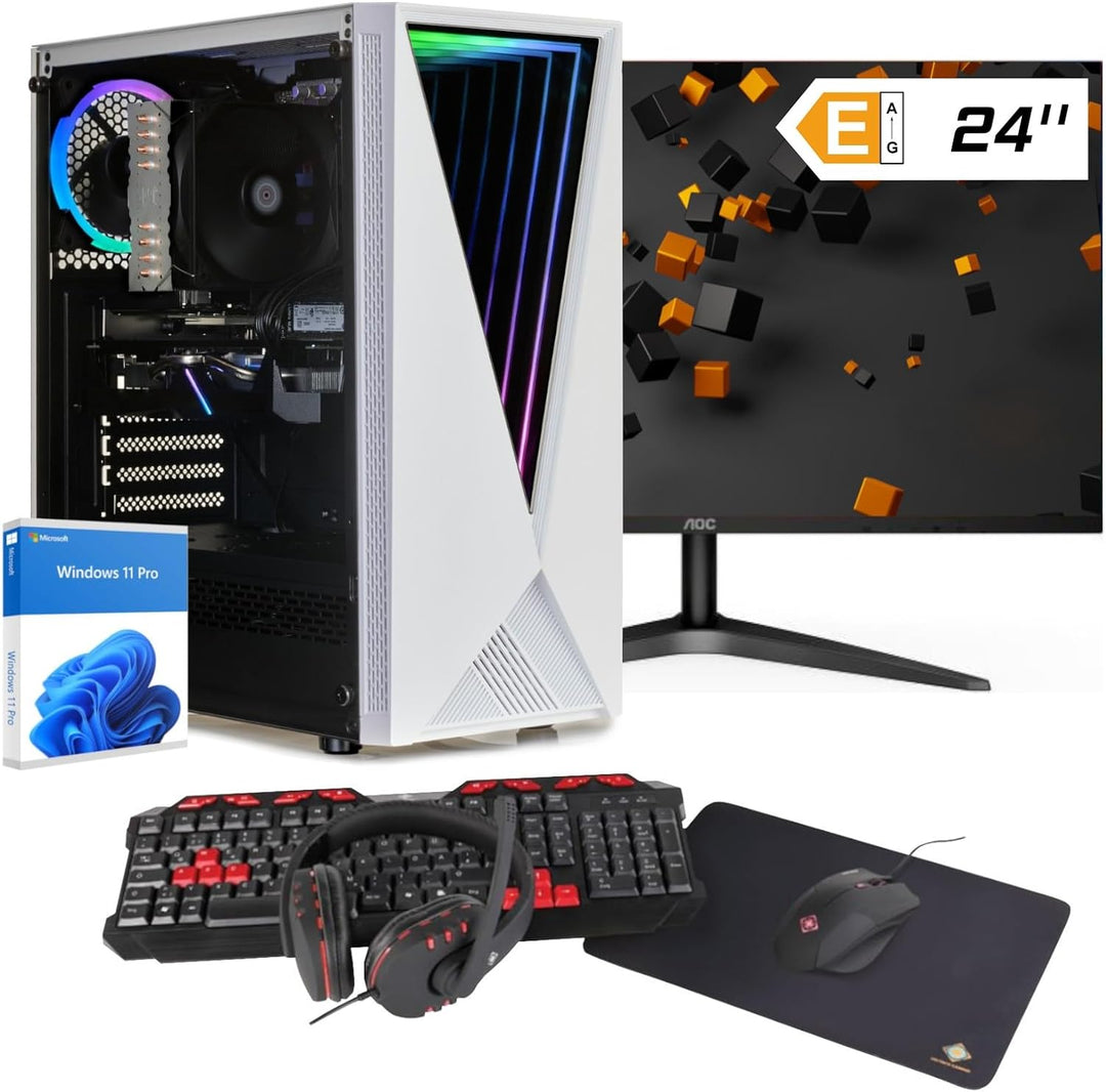 dcl24 Gaming PC Set komplett AMD Ryzen 5 4500, GTX1650 4GB - 500GB SSD, 16GB DDR4, Gamer PC mit 6x4.